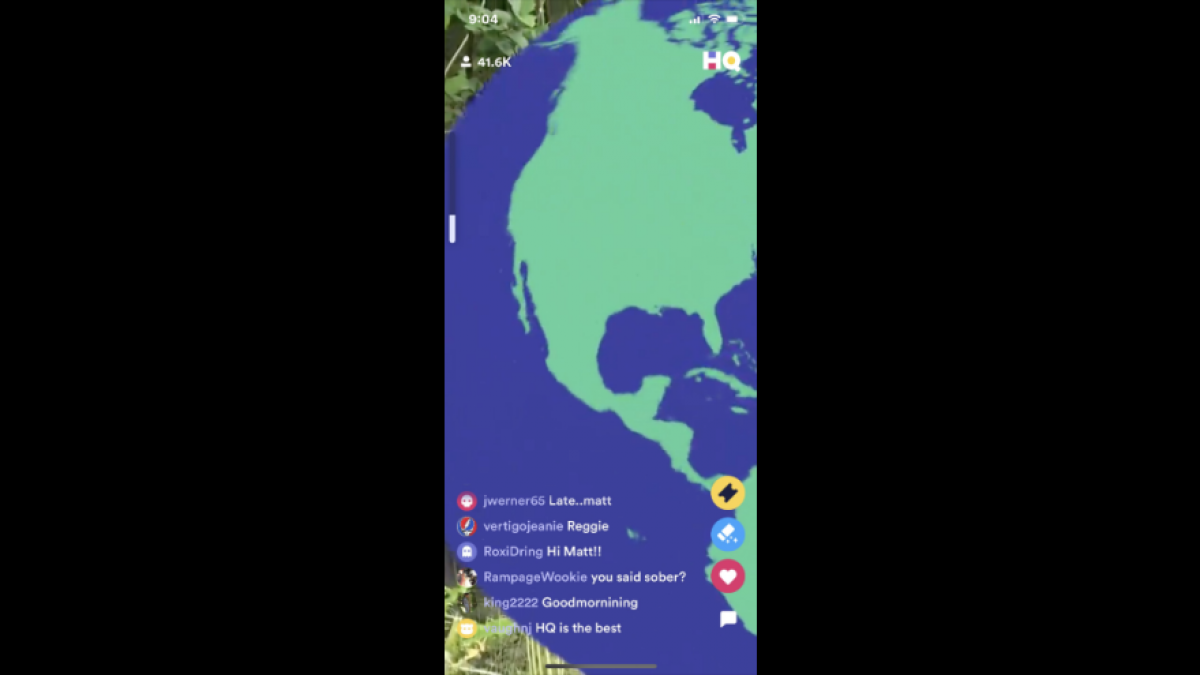 Live Chat Prior to an HQ Trivia Game featuring a map background