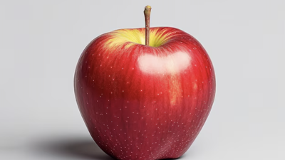 a red apple against a white background