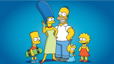 Cover image of the Simpsons family: Homer, Marge, Lisa, Bart, and Maggie