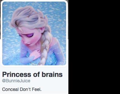 @BunnieJuice shares an image of Else from the Disney film frozen with the famous tag line "Conceal Don't Feel" below.